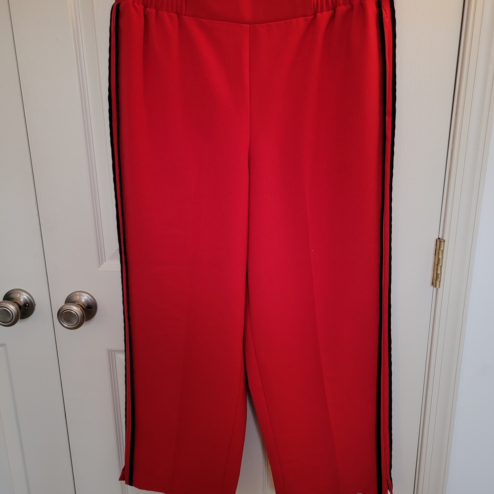 Lane Bryant Red Joggers with Black Stripe
